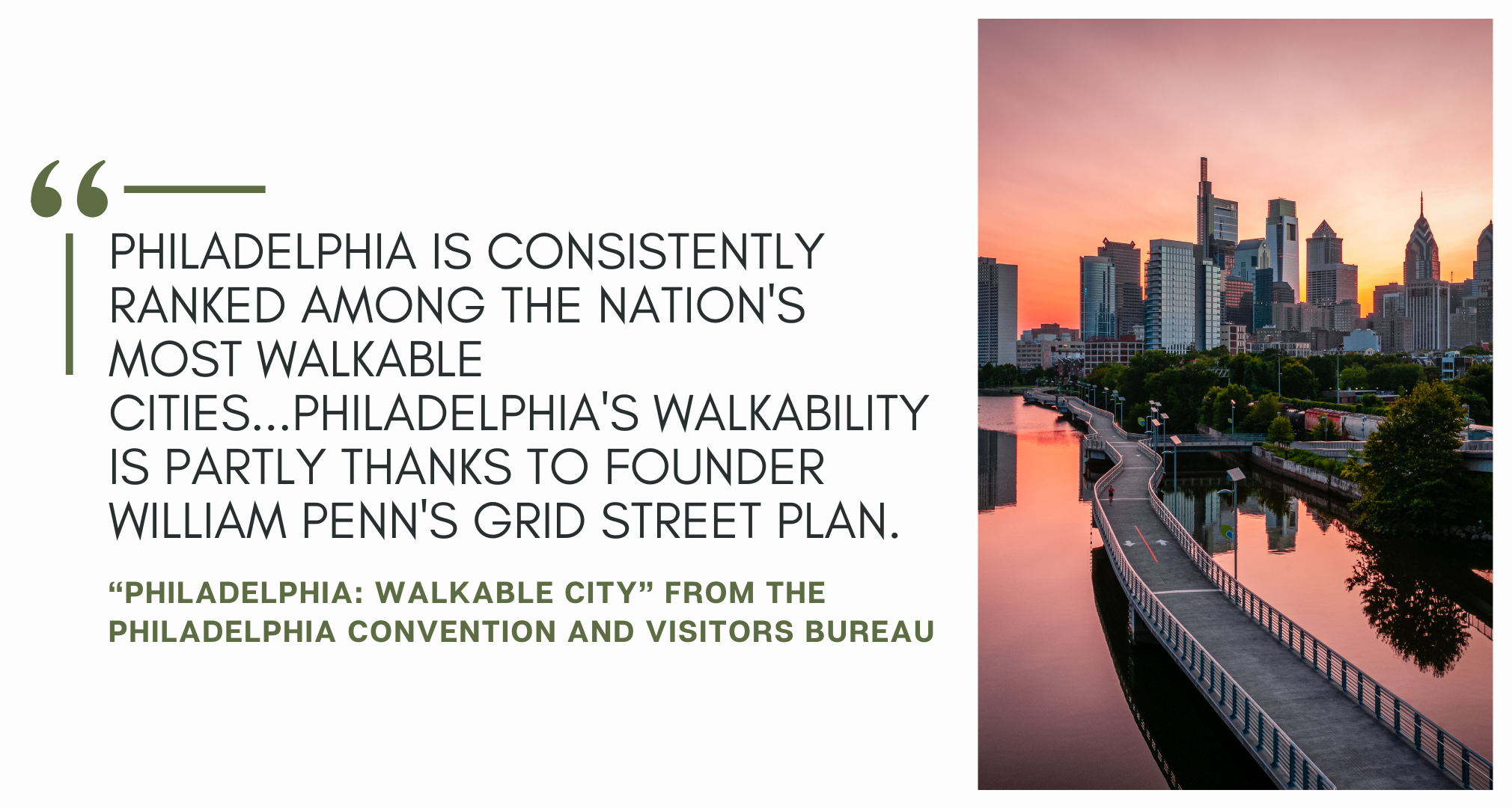 Philadelphia is one of the countries most walkable cities